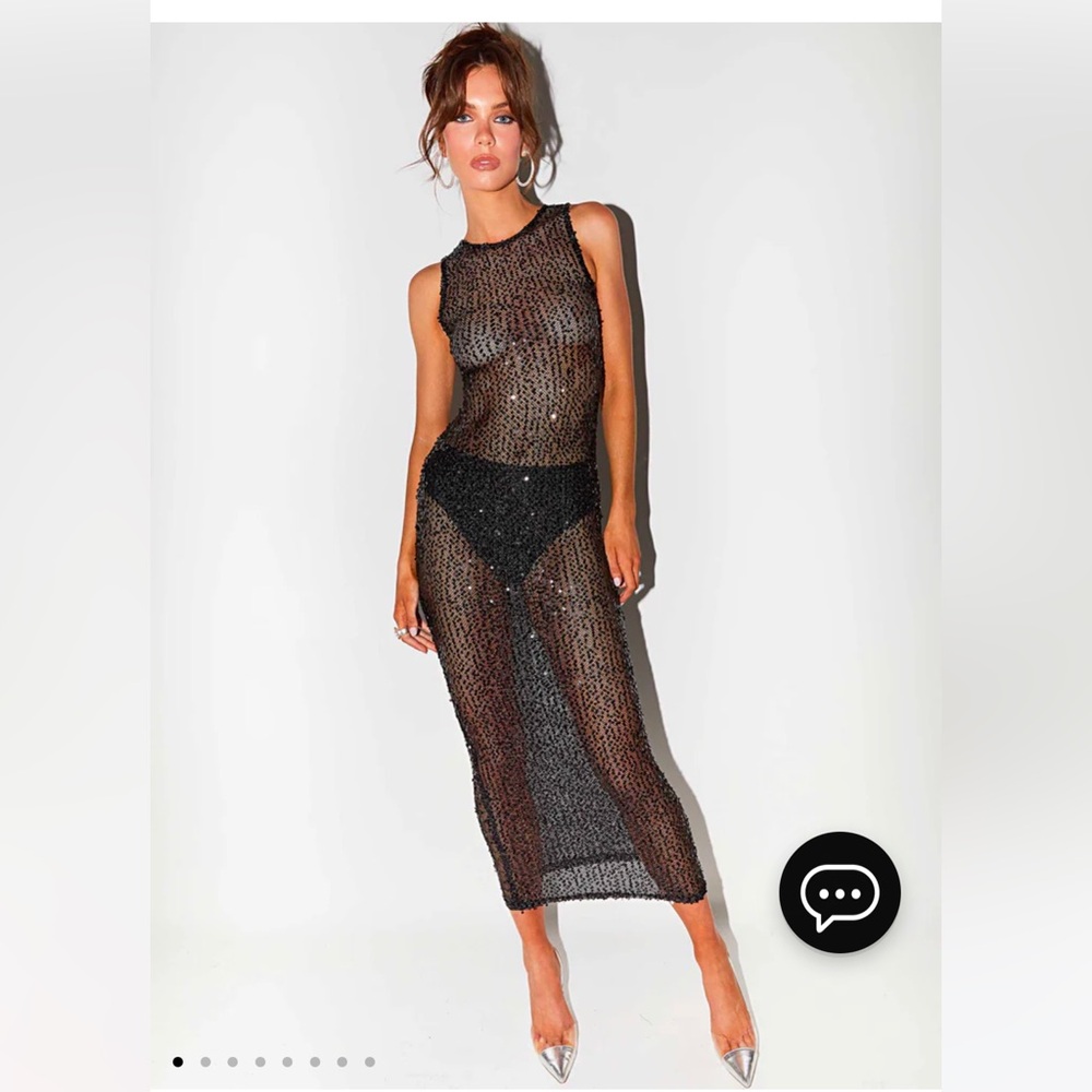 PepperMayo Sheer Sequin Maxi Dress Sz M/L